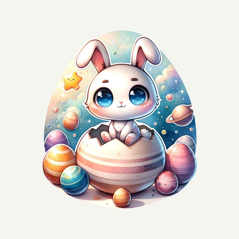 Space Bunny on Cracked Easter Egg Planet