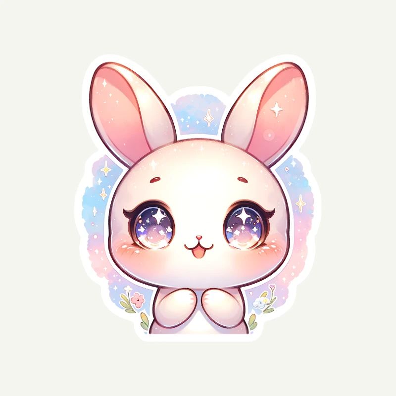 Lapin de Pâques mignon avec de grands yeux violets