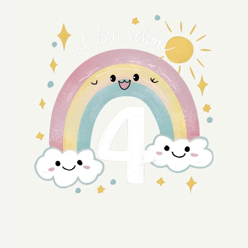 4th Birthday Shirt Rainbow Cloud