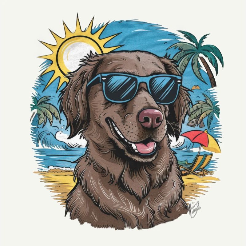 Flat Coated Retriever with Sunglasses