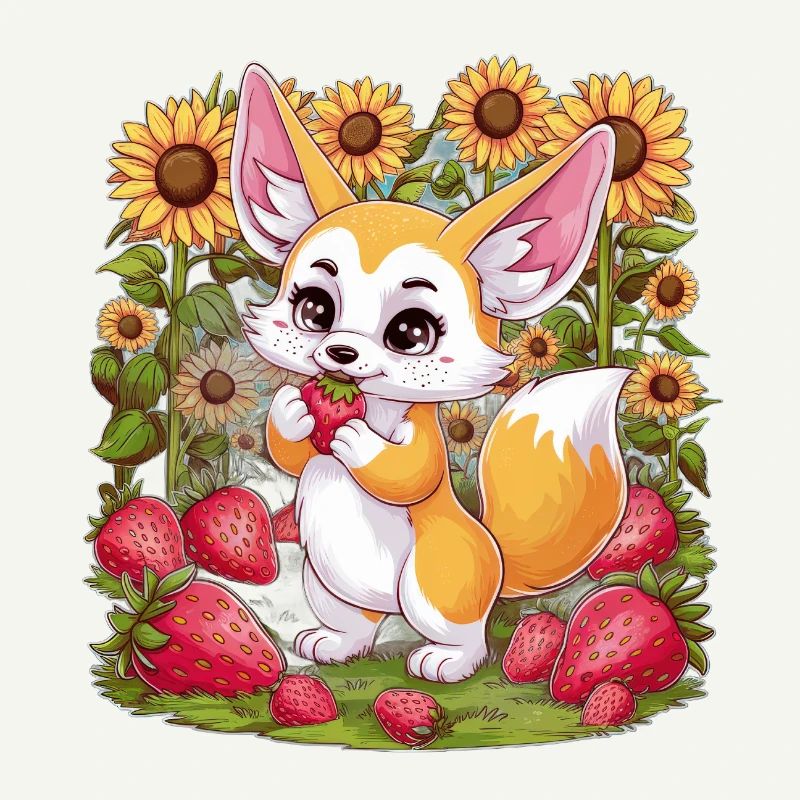 Fennec Desert Fox with Tulips and Lemons