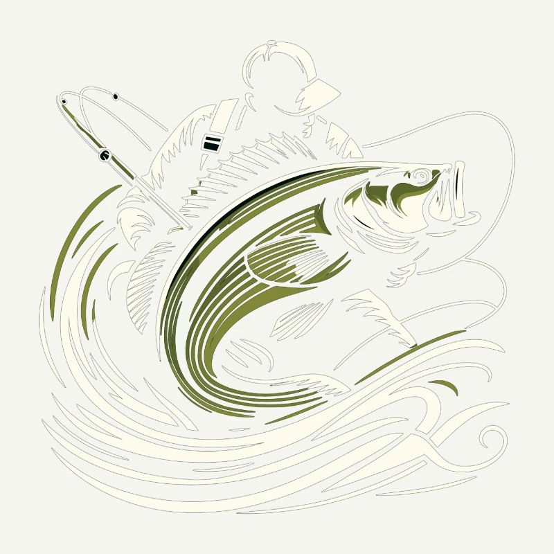 Pêche pêcheur perche poisson géant vert olive cadeau