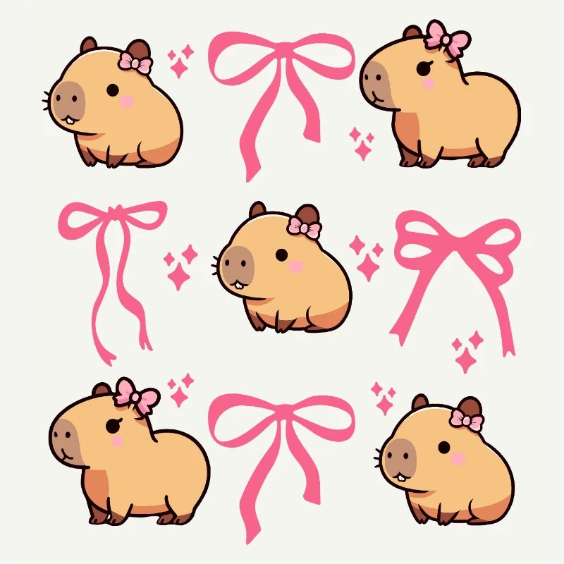 Süßes Capybara Rosa Schleife Capybara