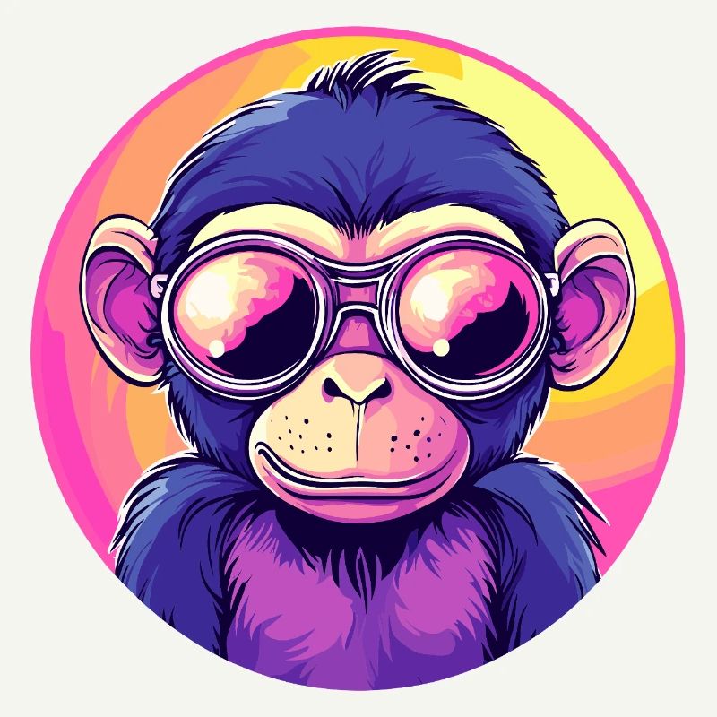 Neon Affe mit Sonnenbrille