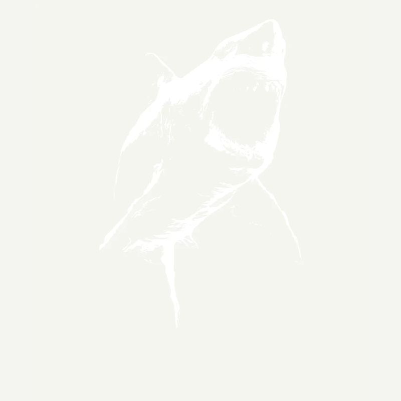 Requin géant menaçant – Silhouette noire et blanche