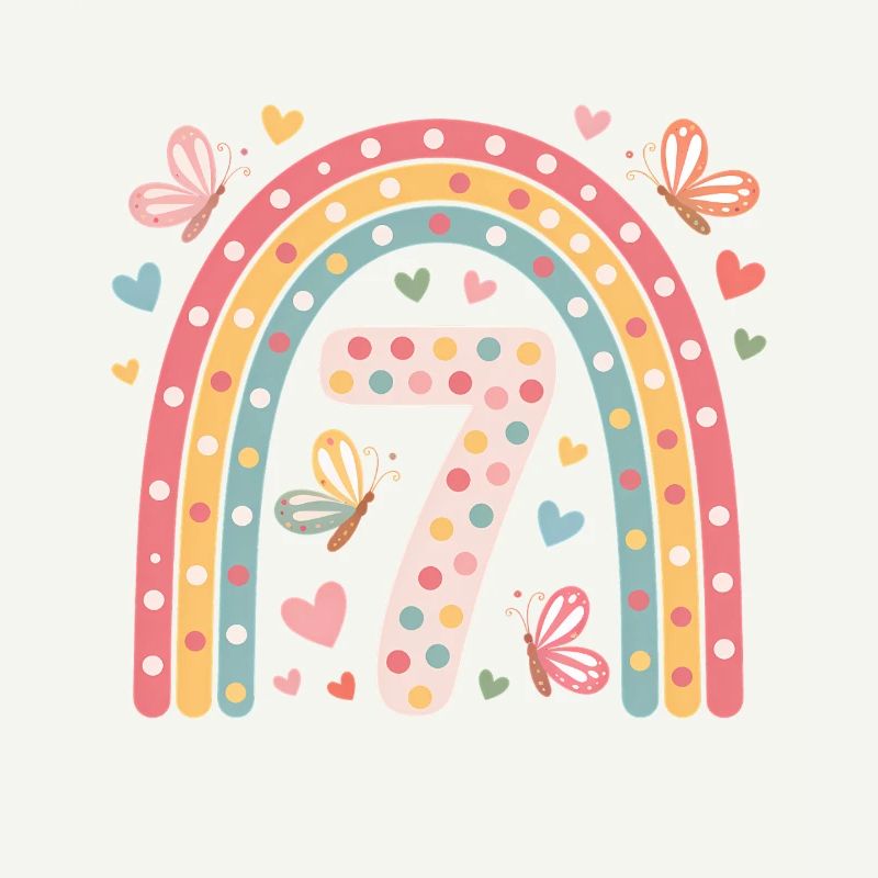 Regenbogen Schmetterling 7. Geburtstag Mädchen