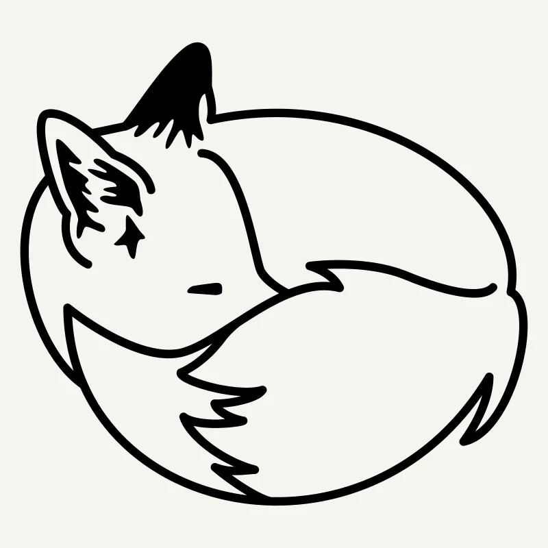 Fuchs eingekuschelt – Kawaii Fox Cartoon Design