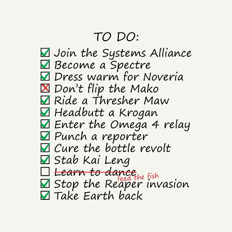 Commander Shepards To-Do List