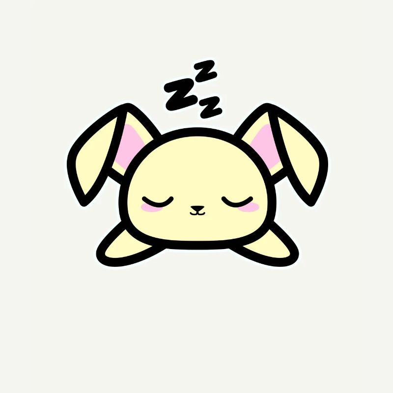 Conception mignonne de lapin endormi, style Kawaii