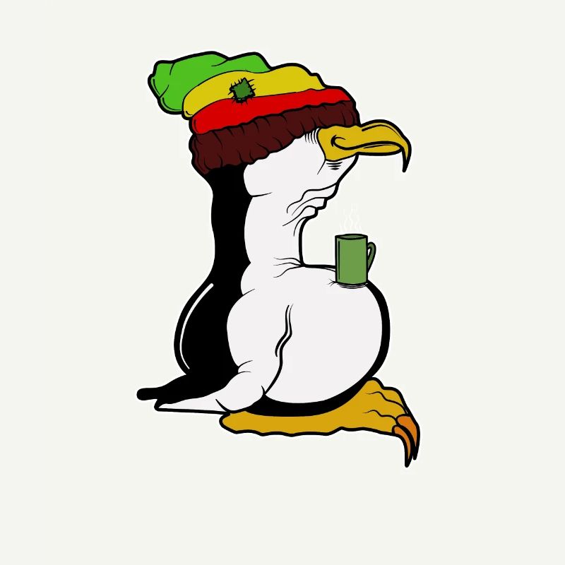 Tux Linux Pingouin Pingouin pause café maniaque Rasta