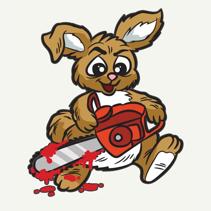 lapin maléfique avec tronçonneuse