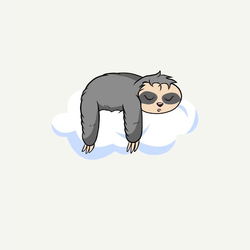 Funny sloth motif on cloud