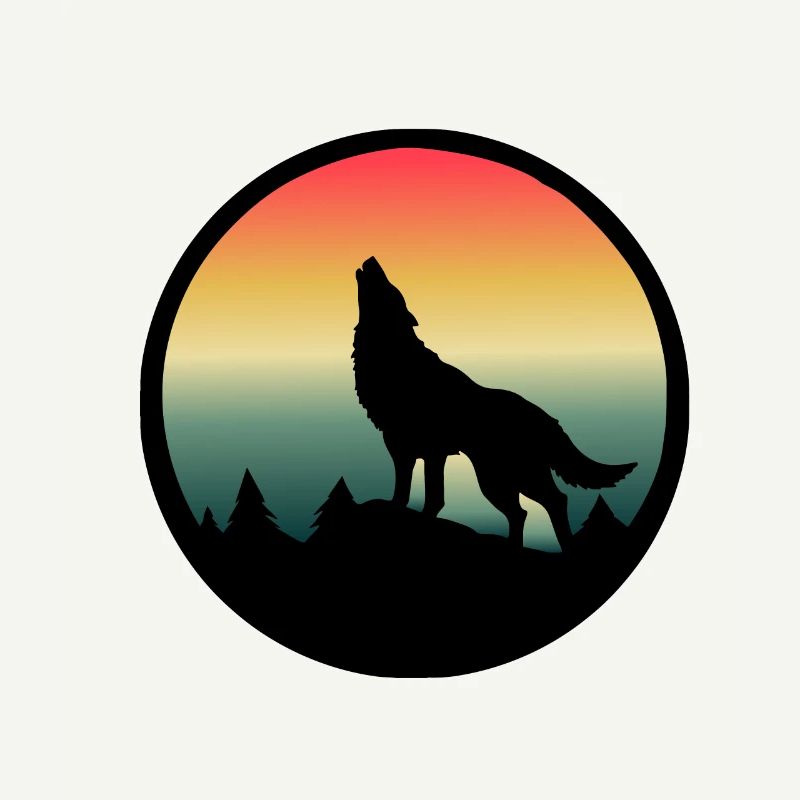 Wolf howling full moon