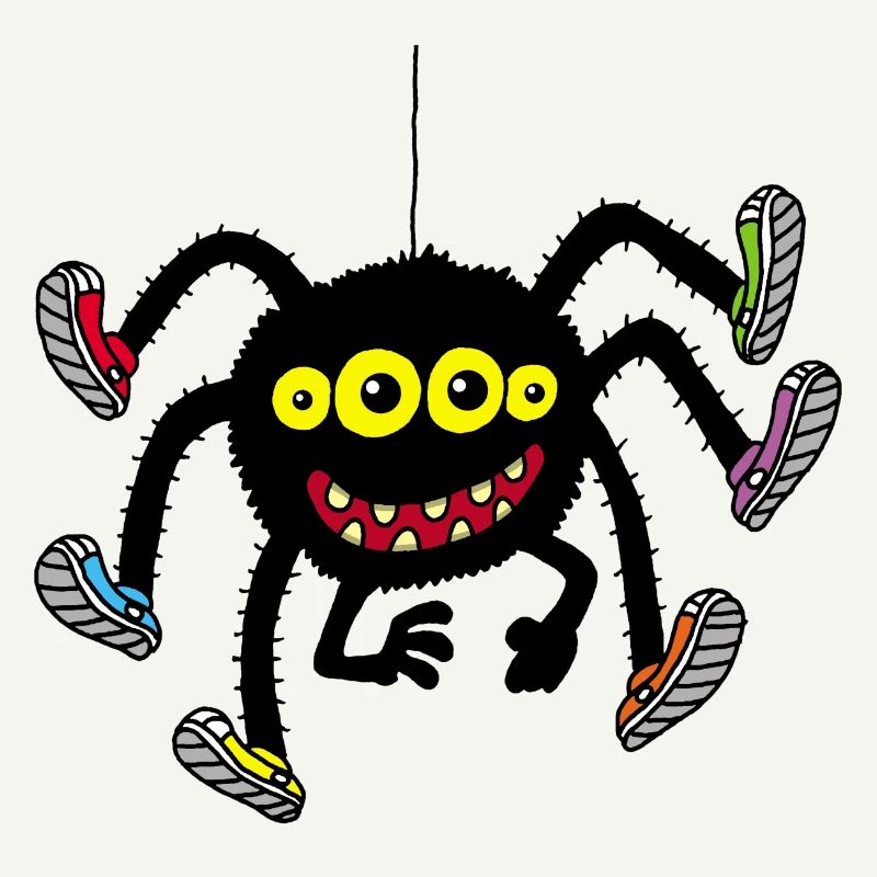 Araignée en chaussures multicolores