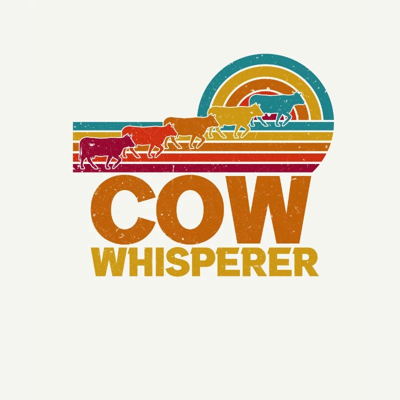 Colorful nostalgic retro farmer COW WHISPERER