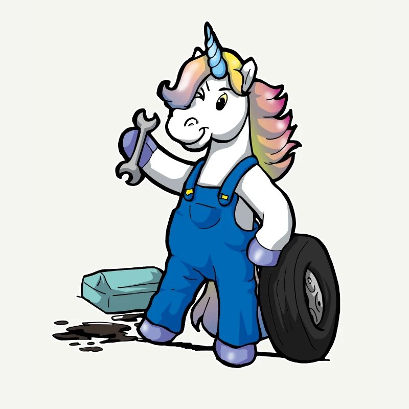 Lustiges Comic Einhorn Automechaniker Geschenk