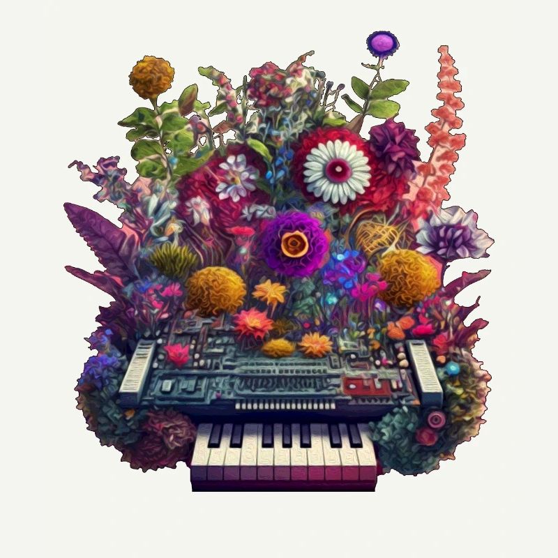 Synthétiseur floral Illustration complexe de fleur DJ