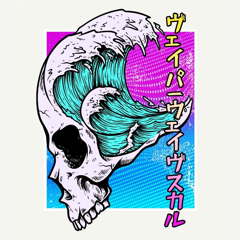 Skull Vaporwave Synthwave