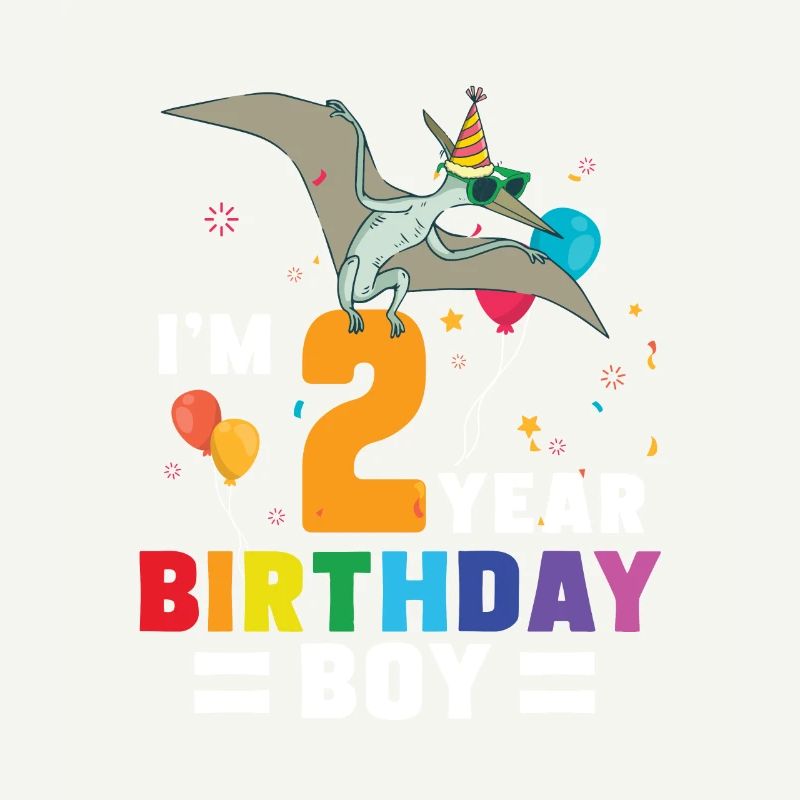 I'm 2 Birthday Boy Pterodactylus 2 Year Old 2nd