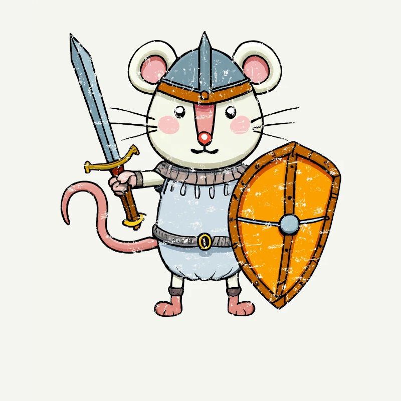 Souris mignonne avec épée et bouclier chevalier