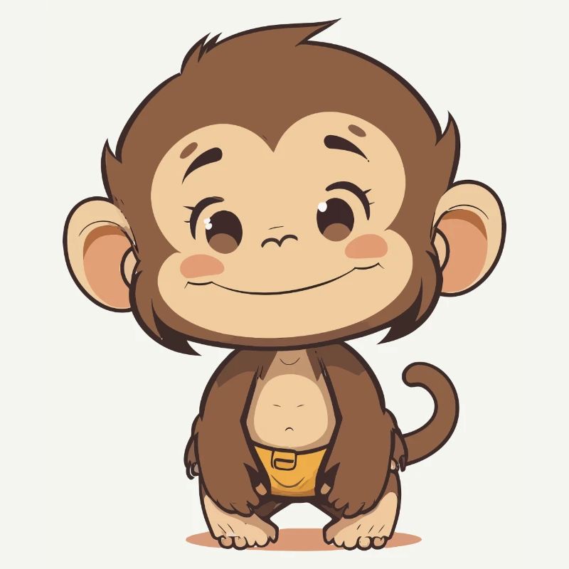 Mignon bébé singe - Conception d’animaux de dessin animé mignon
