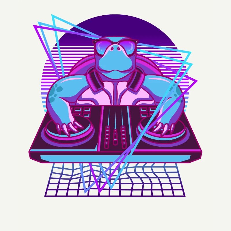 Techno Turtle Vaporwave DJ Turtle