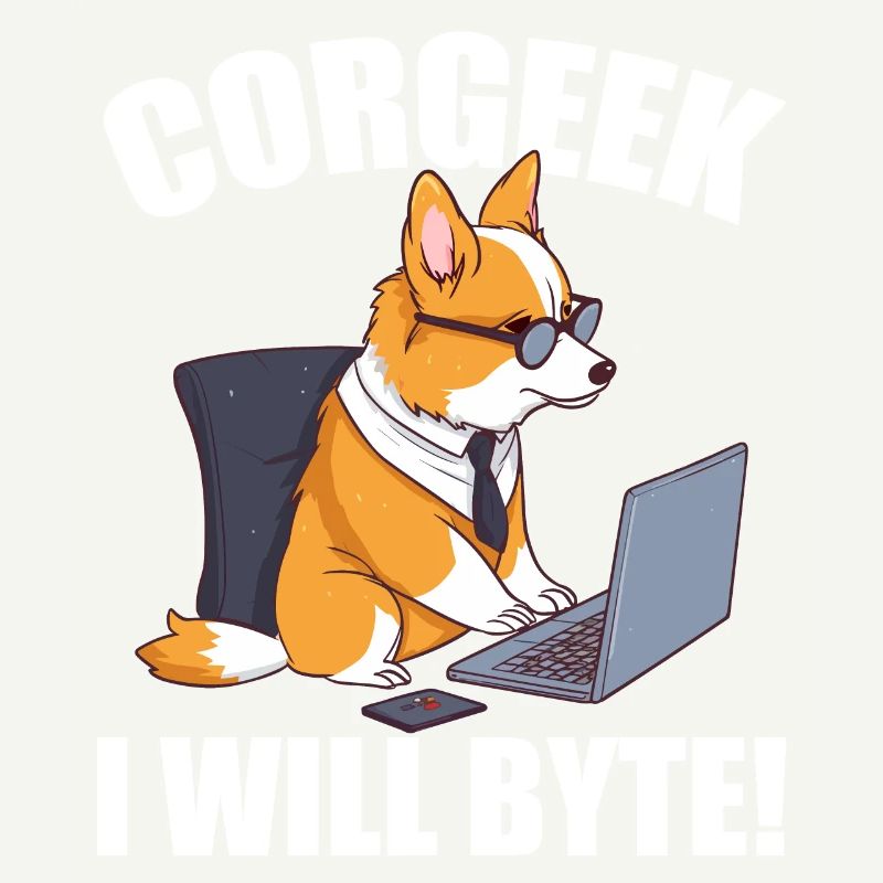 Corgi with glasses I Will Byte computer geek Corgeek