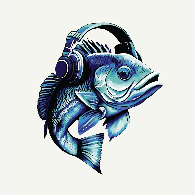 Fisch mit Kopfhörern
