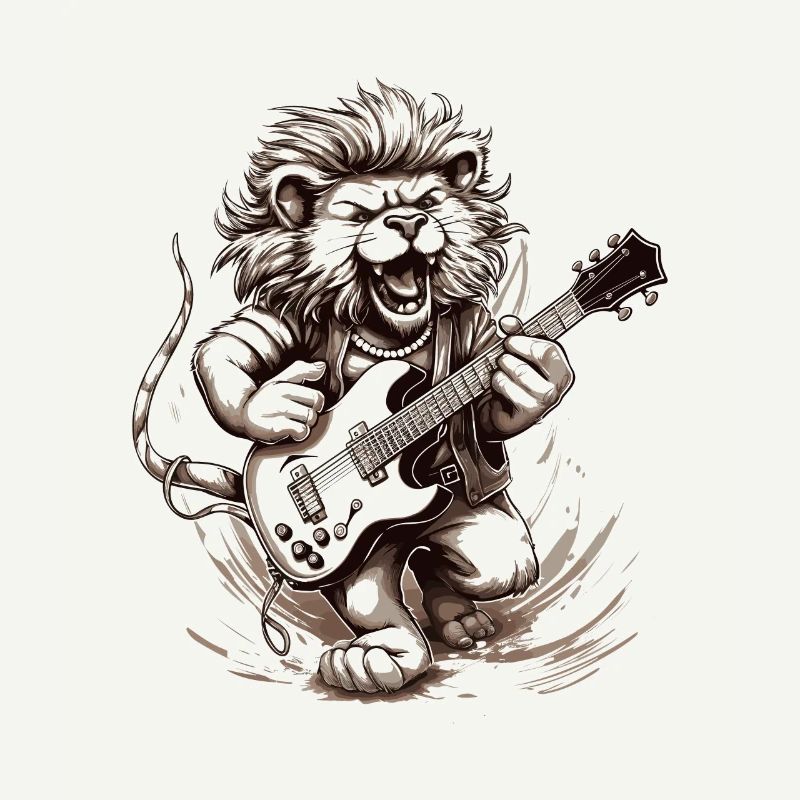 Lion playing guitar