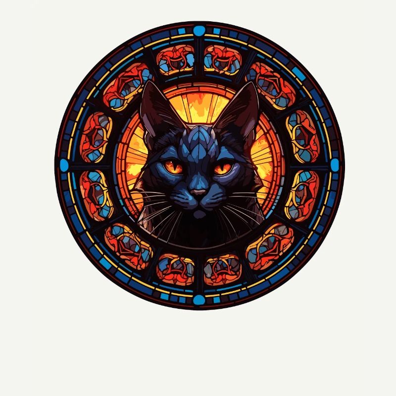 Art du vitrail - Chat coloré élégant