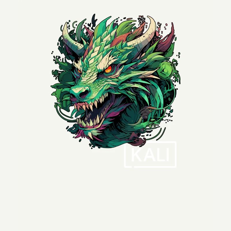 Modern Green Kali Linux Dragon Design for Ethical