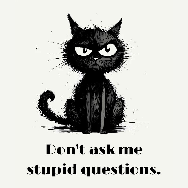 schwarze Katze Comic Style lustiger Spruch