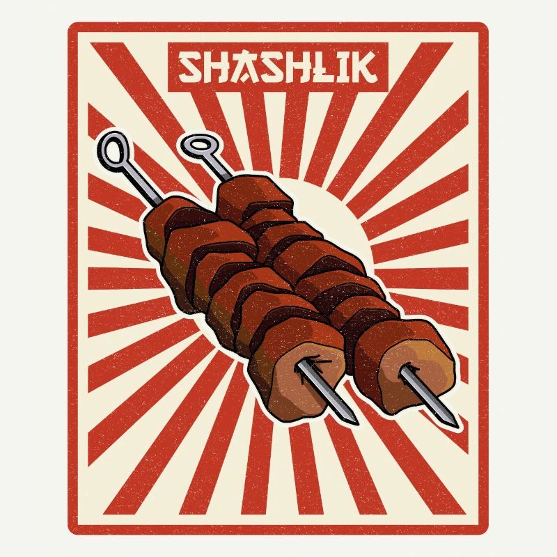 Schaschlik Flüsterer Retro Russland Fleisch