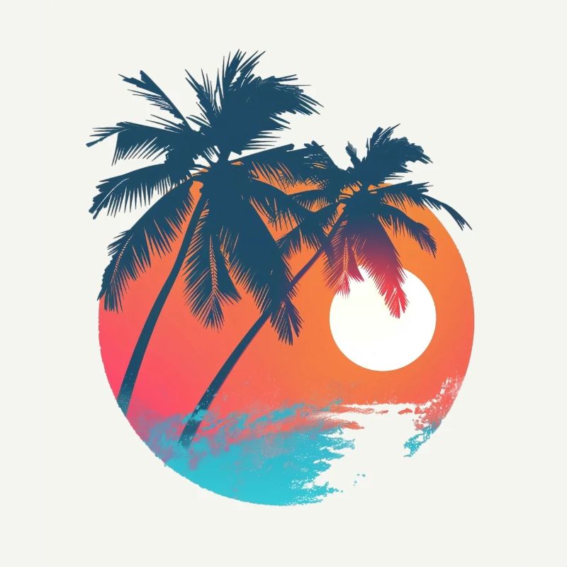 Tropical sunset with palm trees