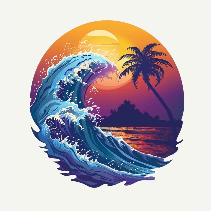 Ocean Sea Wave Sunset Background
