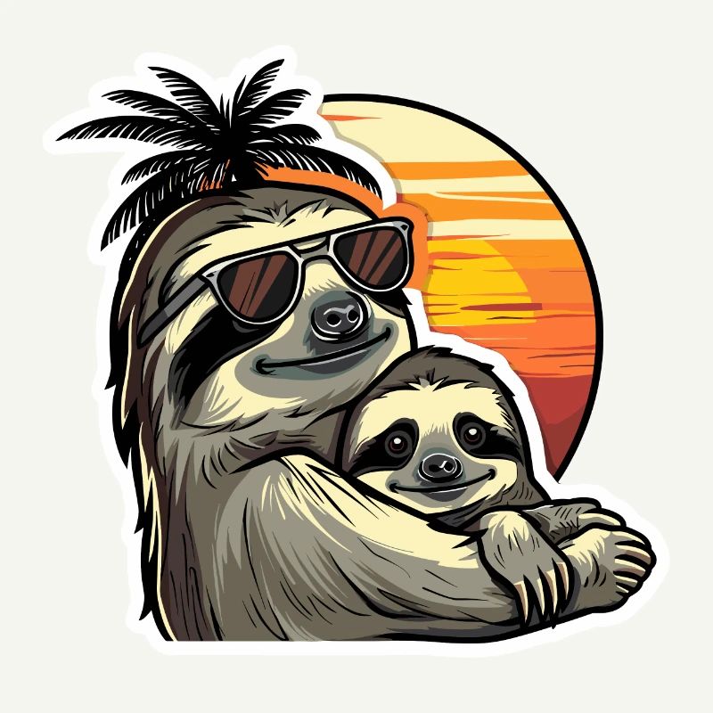 Sloth Dad Son Sloths Fathers Lazy Sleeping