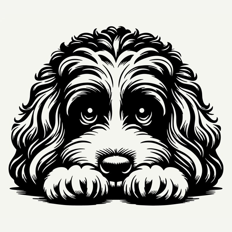 Tête de Cavapoo avec pattes