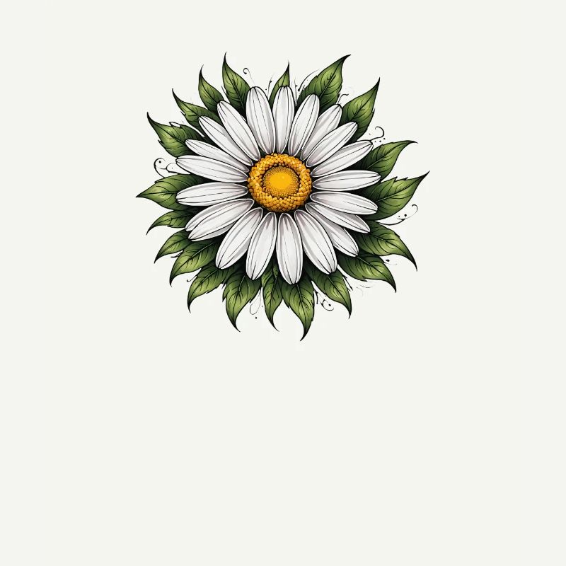 Daisy Bloom mit Blättern