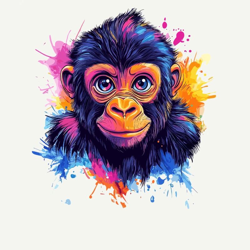 Colorful Monkey Head Splash