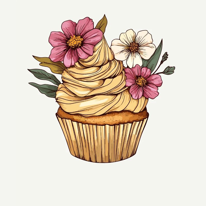 Cupcake à décor floral