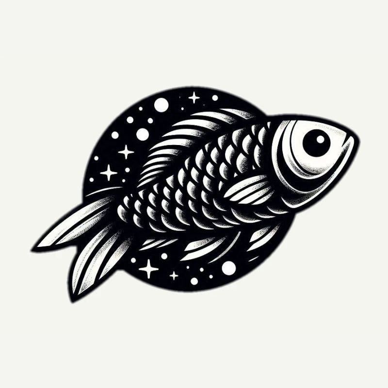 Fisch in schwarz weiß