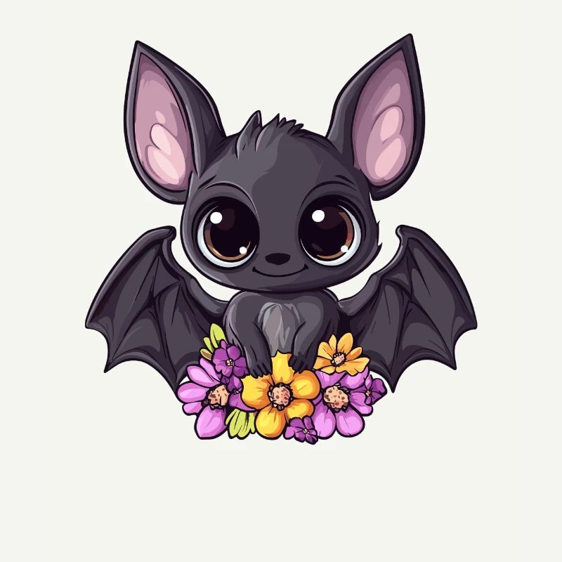 Fledermaus mit Blumen
