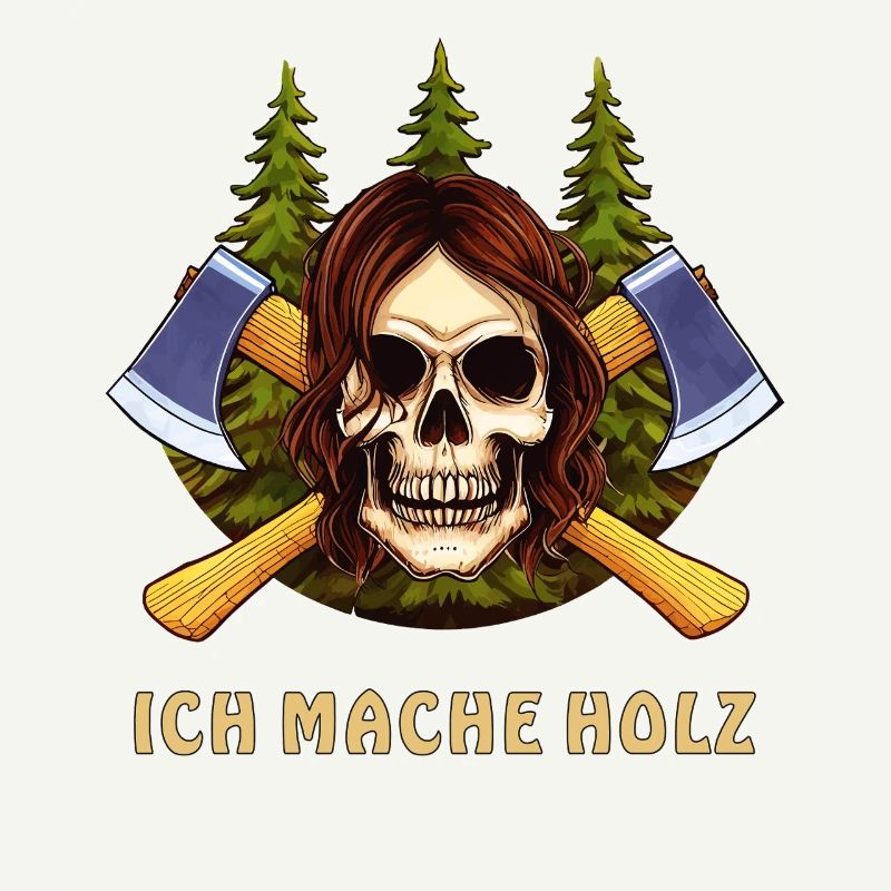 SCHÄDEL AXT ICH MACHE HOLZ