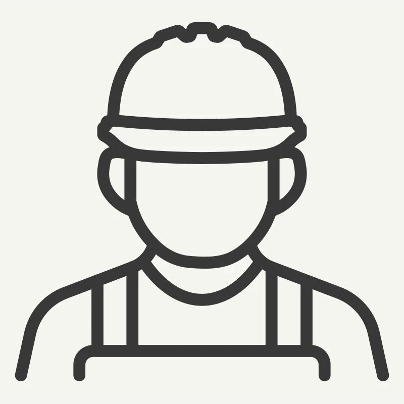 Construction Worker Icon – Minimalist Line Art Sty
