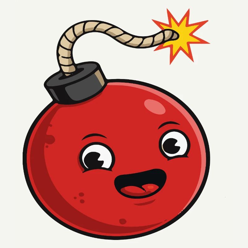Bombe de dessin animé avec une expression joyeuse