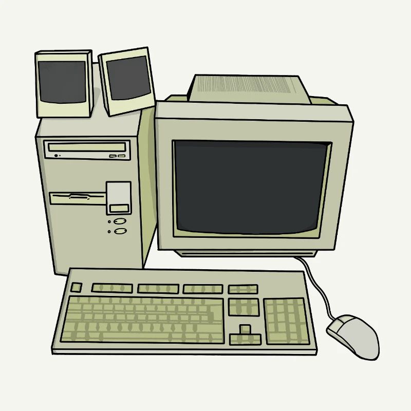 Retro Computer Desk Einrichtung