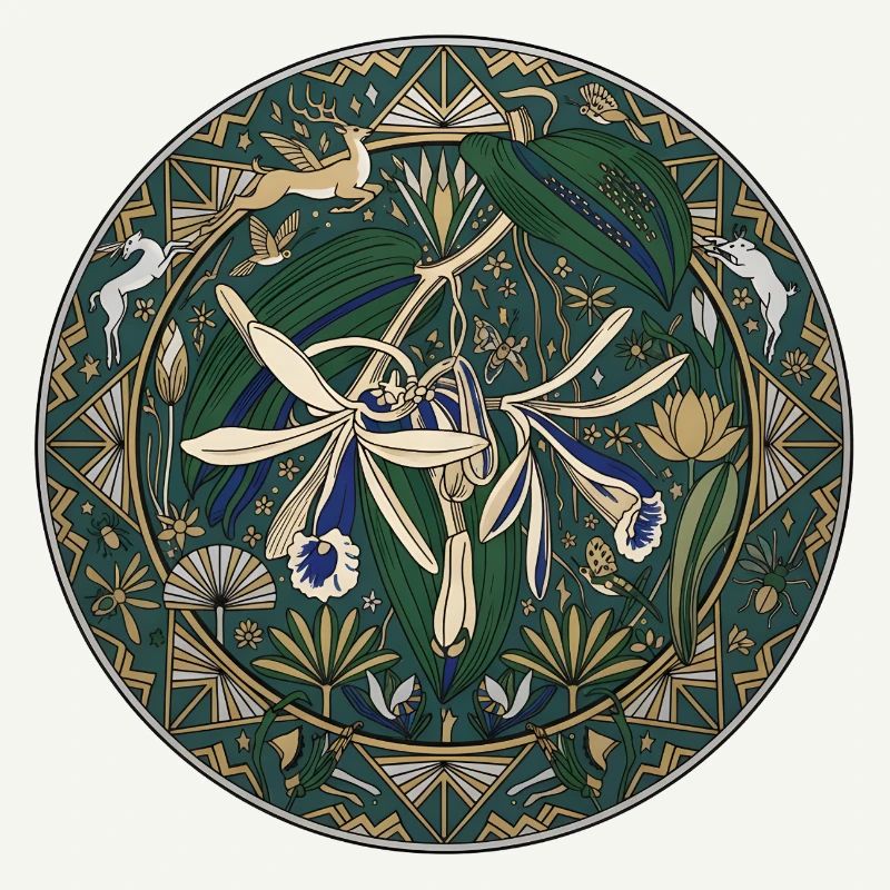 Orchidée vanille et feuillage