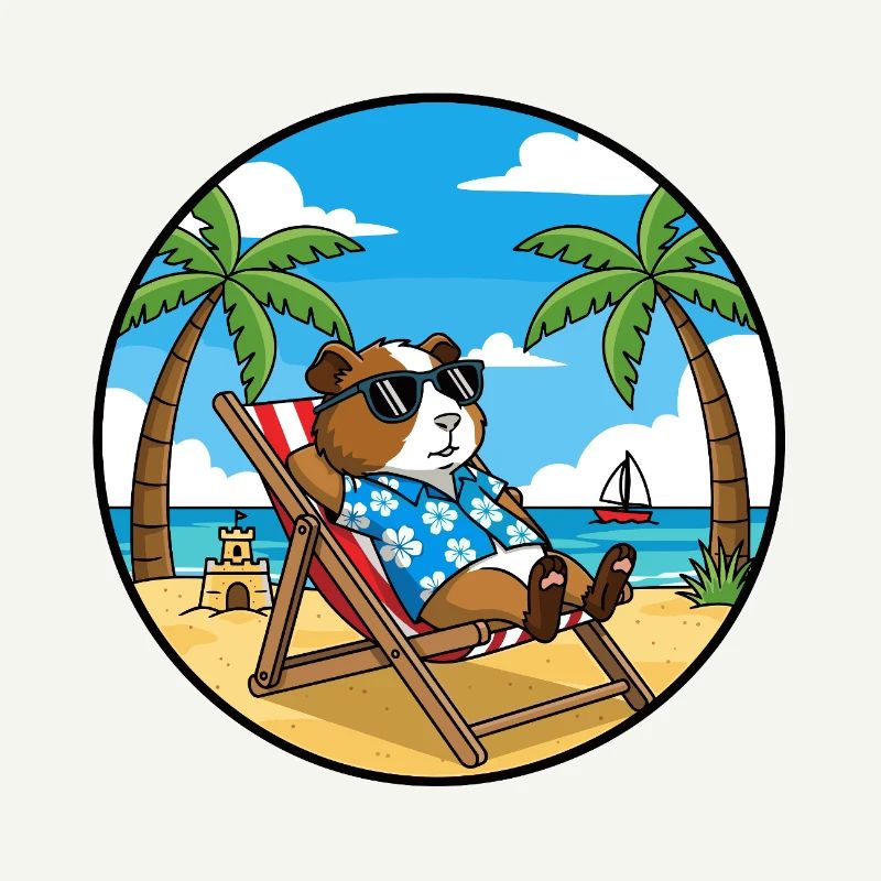 Ambiance estive de vacances à la plage de cochons d’Inde cool