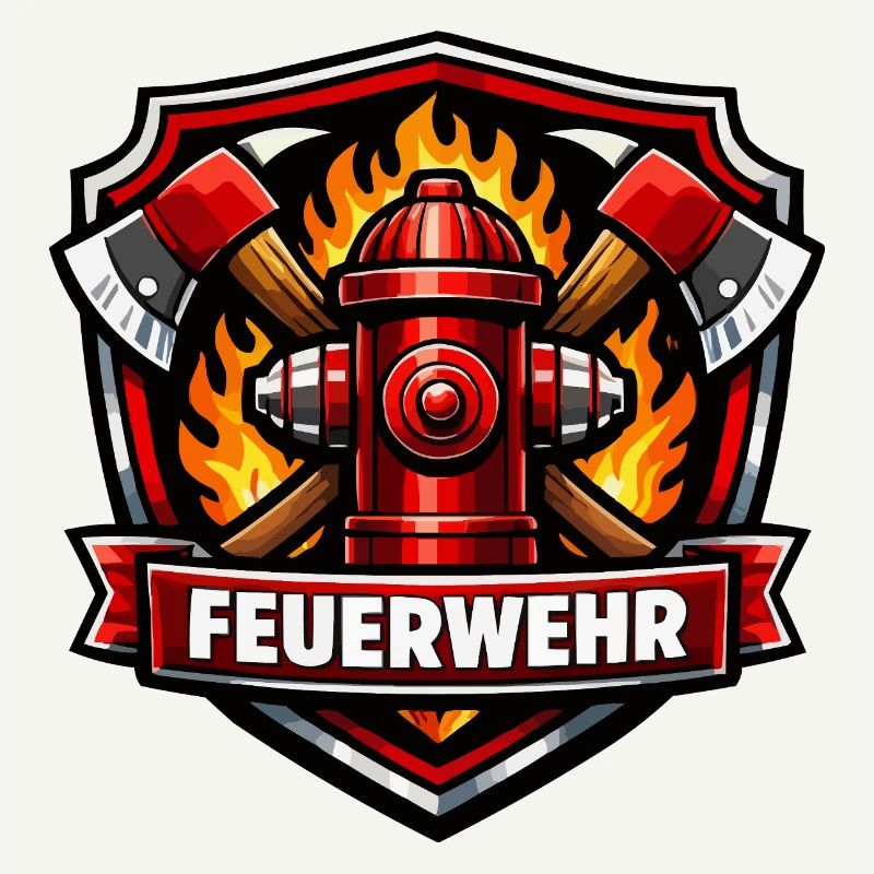 Fire Brigade Logo with Fire Hydrant and Flames