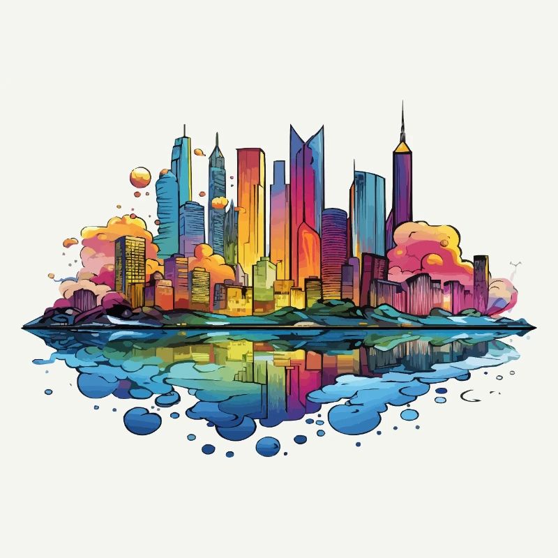Colorful Skyline Reflection